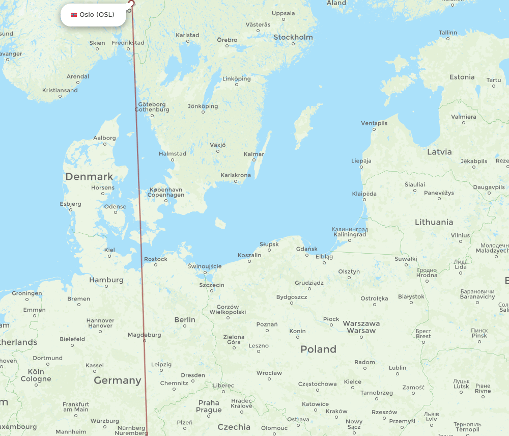 DEB-OSL flight routes