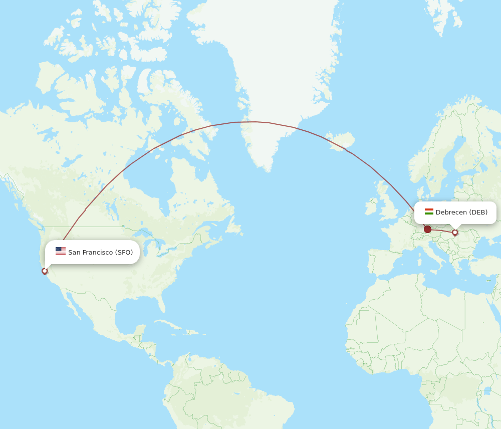 DEB-SFO flight routes