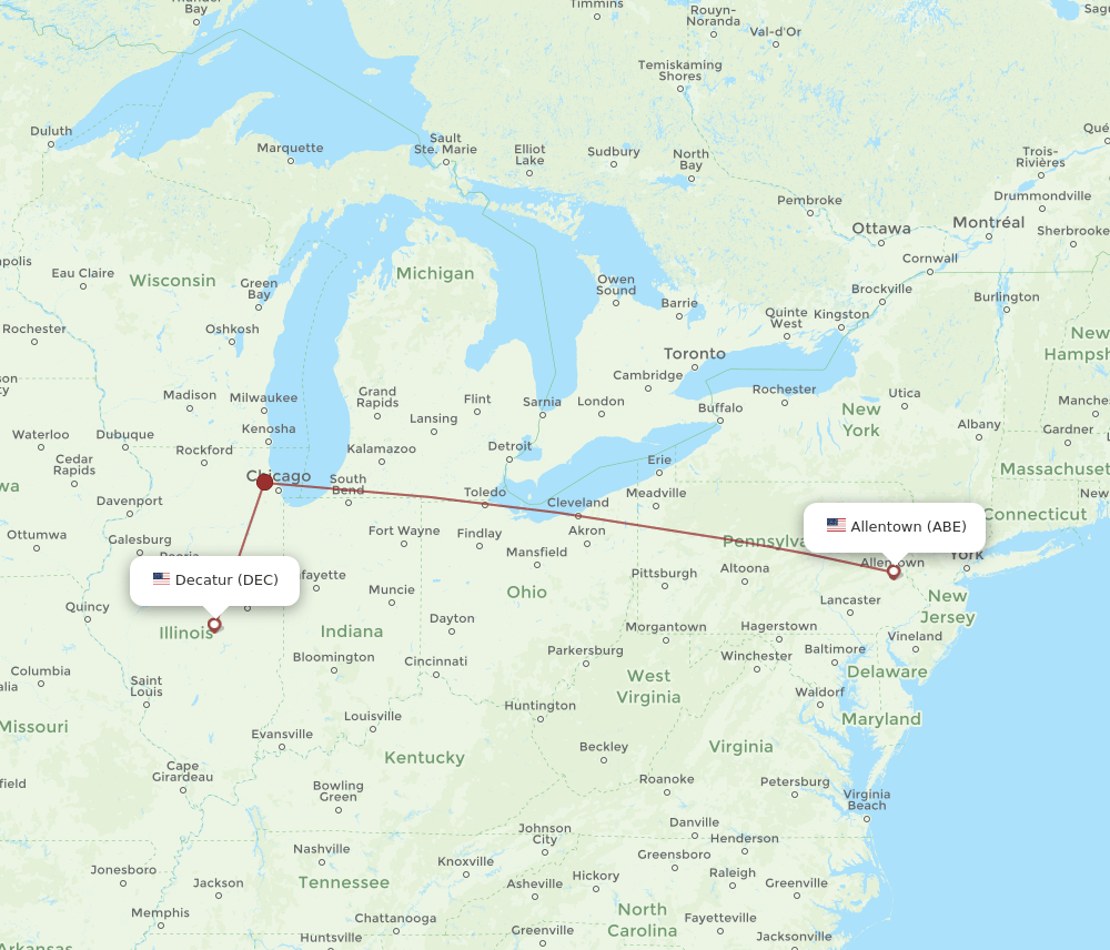 DEC-ABE flight routes
