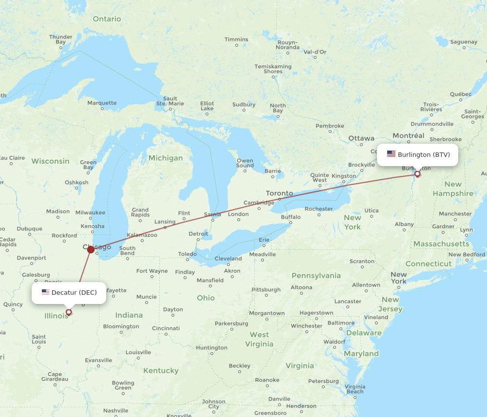 DEC-BTV flight routes