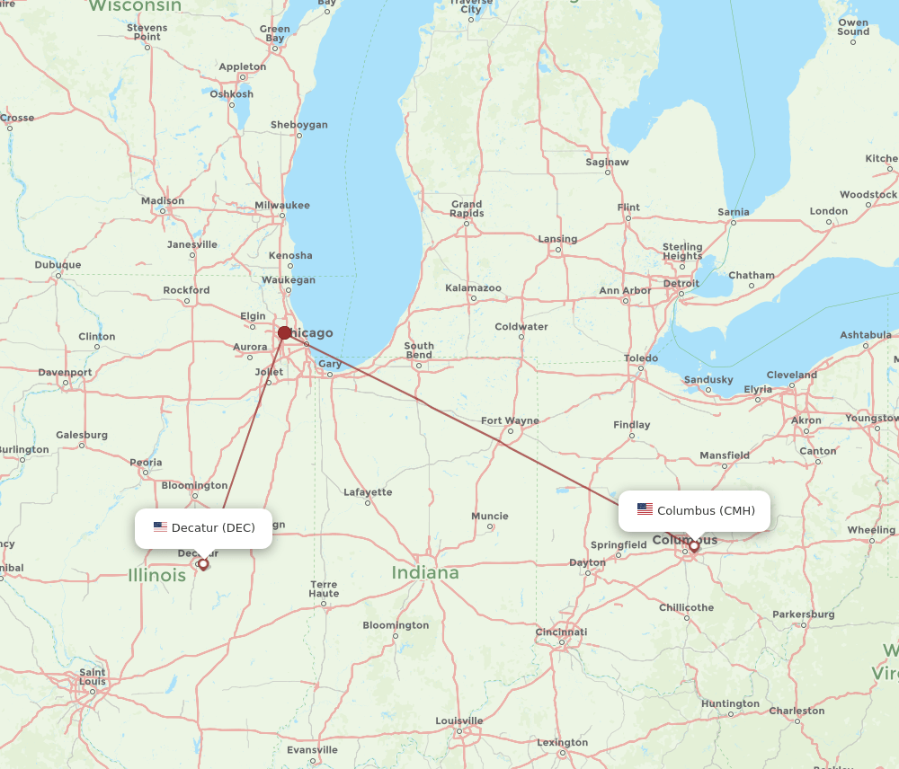 DEC-CMH flight routes