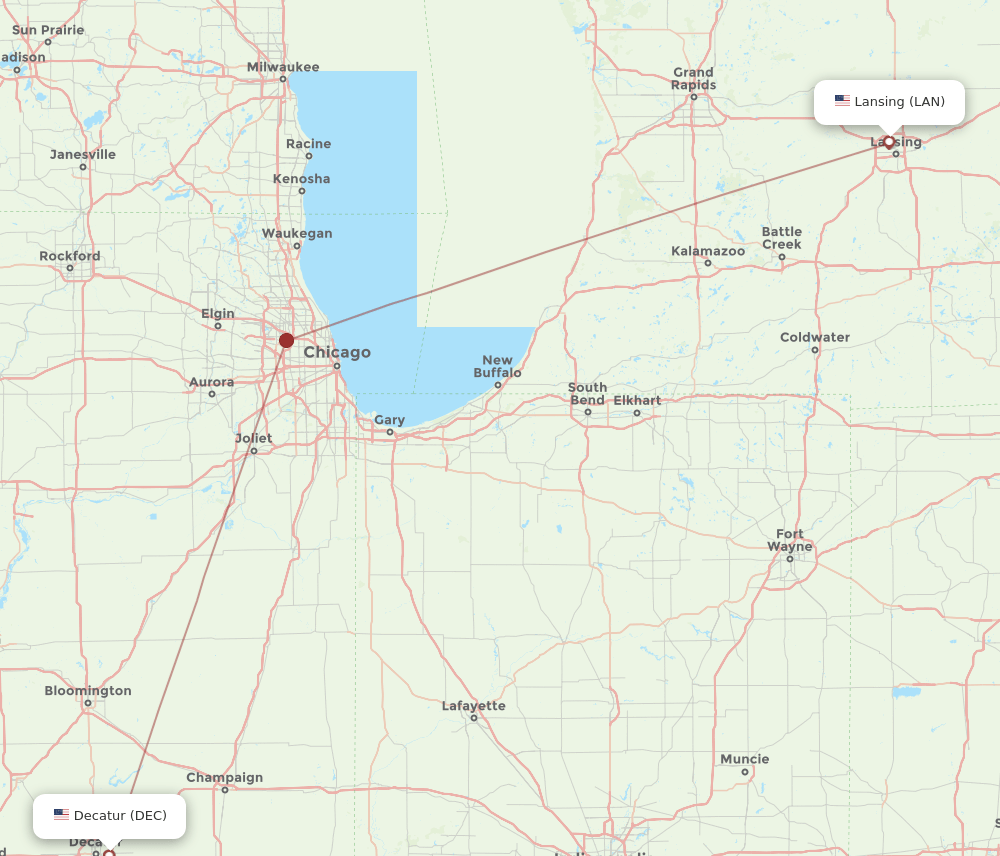DEC-LAN flight routes