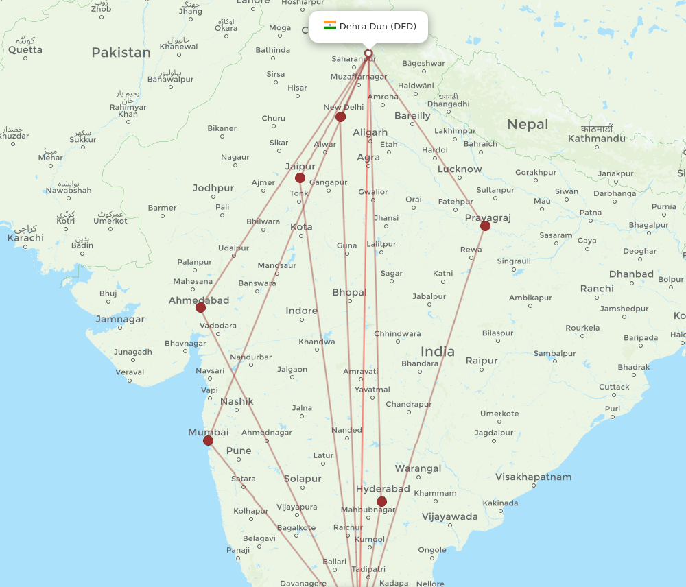 DED to BLR flights and routes map