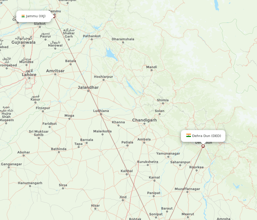 DED to IXJ flights and routes map
