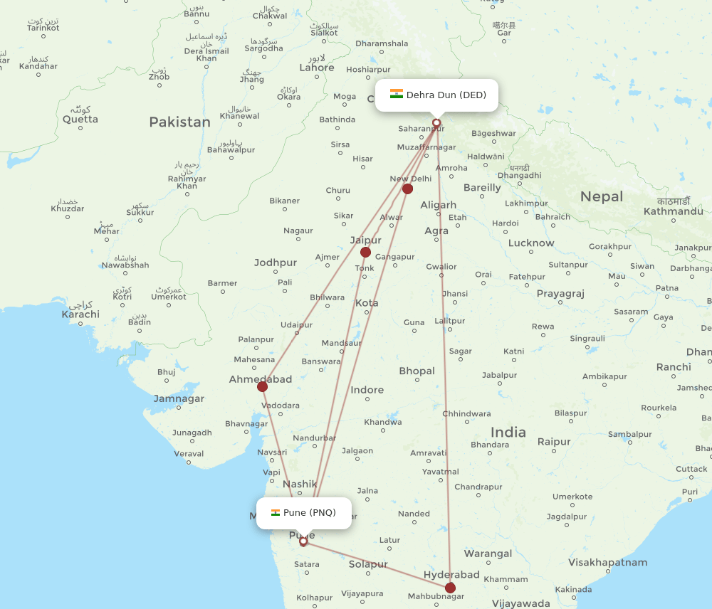 DED-PNQ flight routes