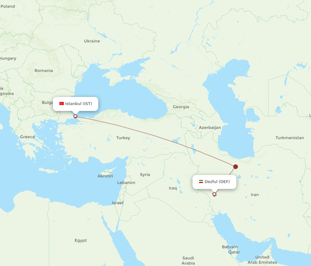 DEF-IST flight routes
