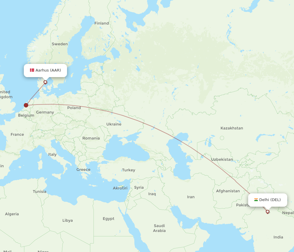 DEL-AAR flight routes