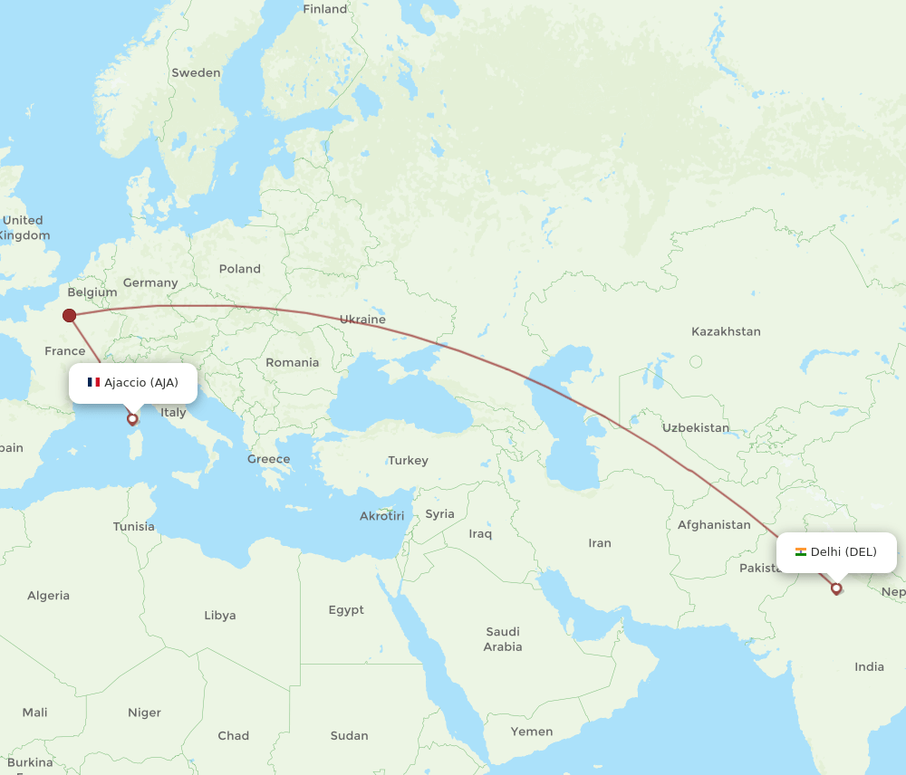 DEL-AJA flight routes