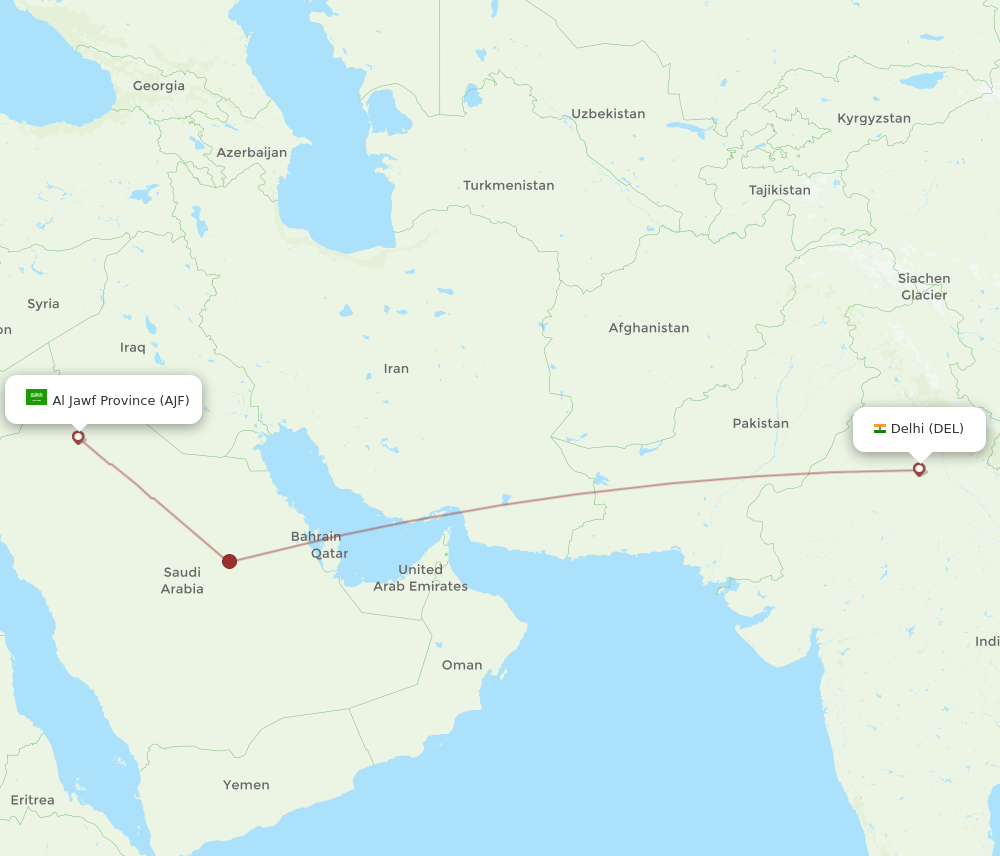 DEL-AJF flight routes