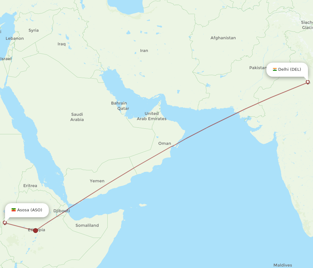 DEL-ASO flight routes