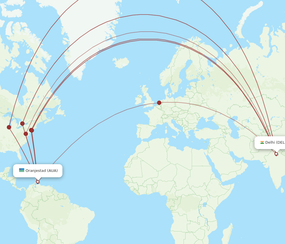 DEL-AUA flight routes