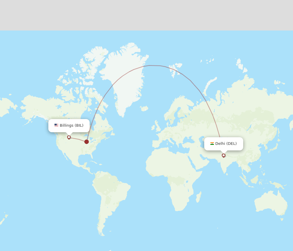 DEL-BIL flight routes