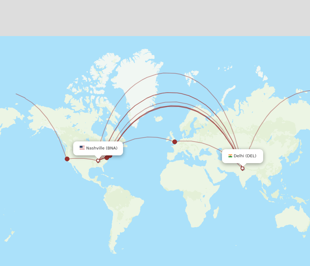 DEL-BNA flight routes