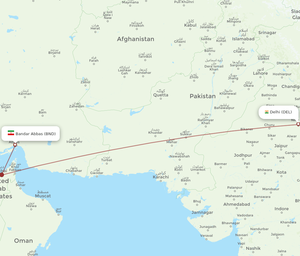 DEL-BND flight routes