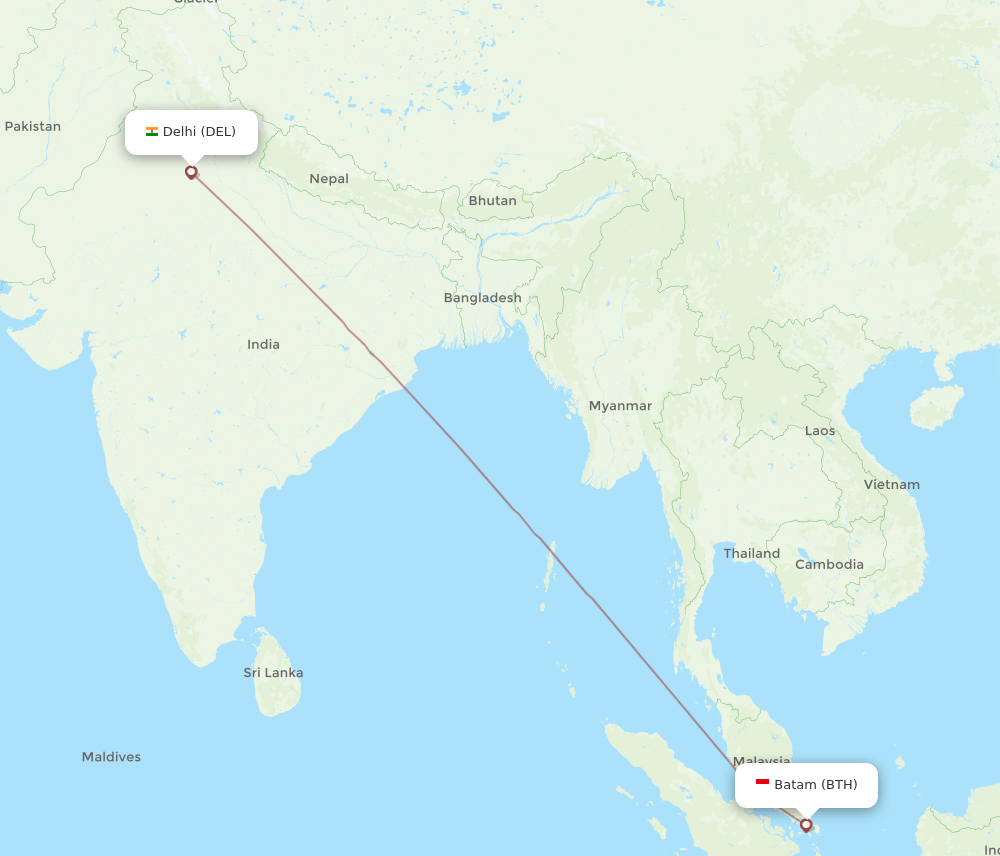 DEL-BTH flight routes
