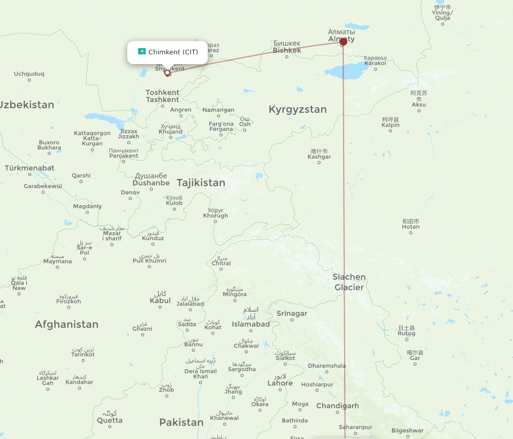 DEL-CIT flight routes