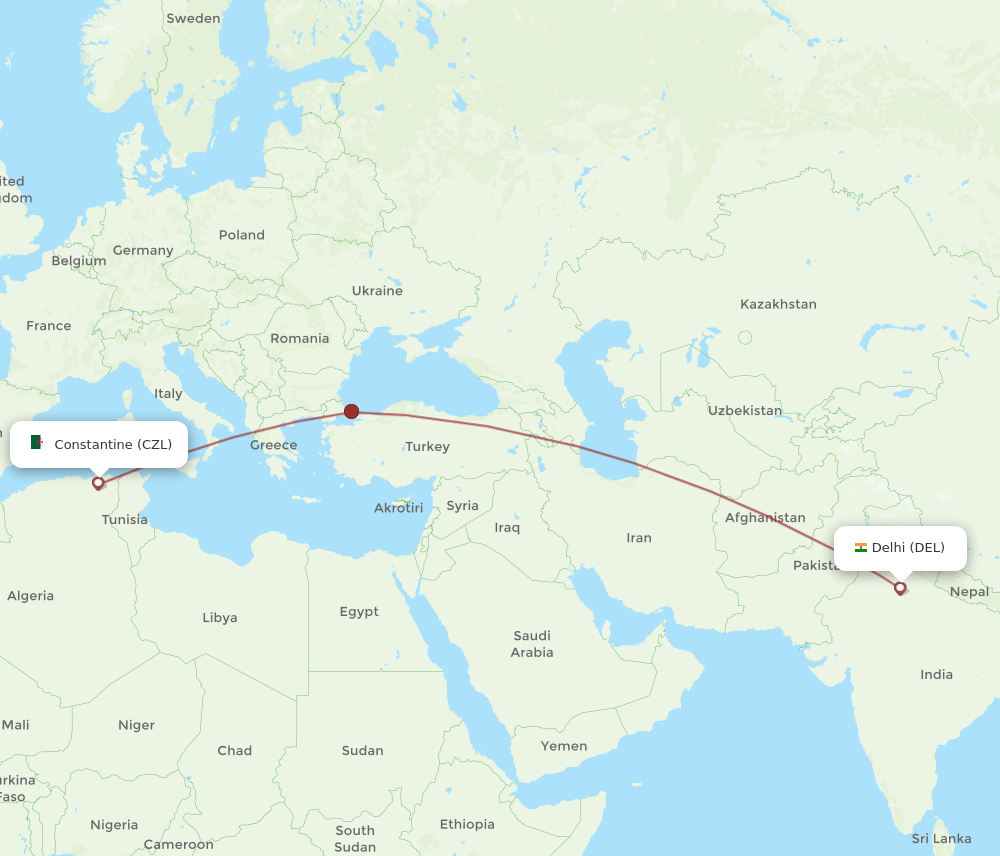 DEL-CZL flight routes