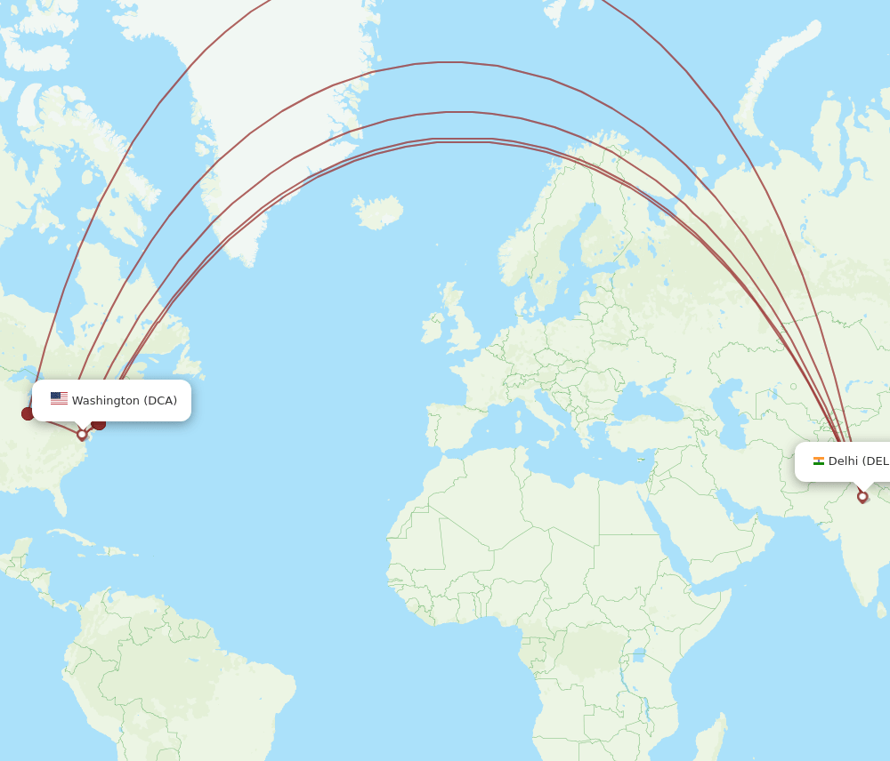 DEL-DCA flight routes