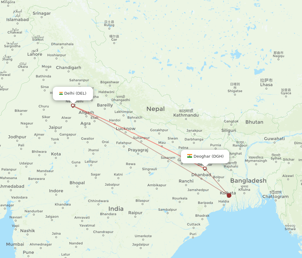 DEL-DGH flight routes