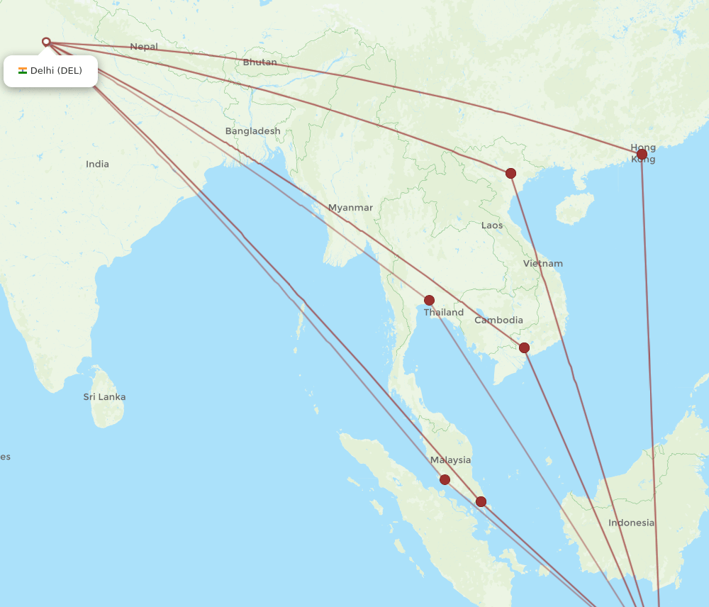 DEL-DPS flight routes