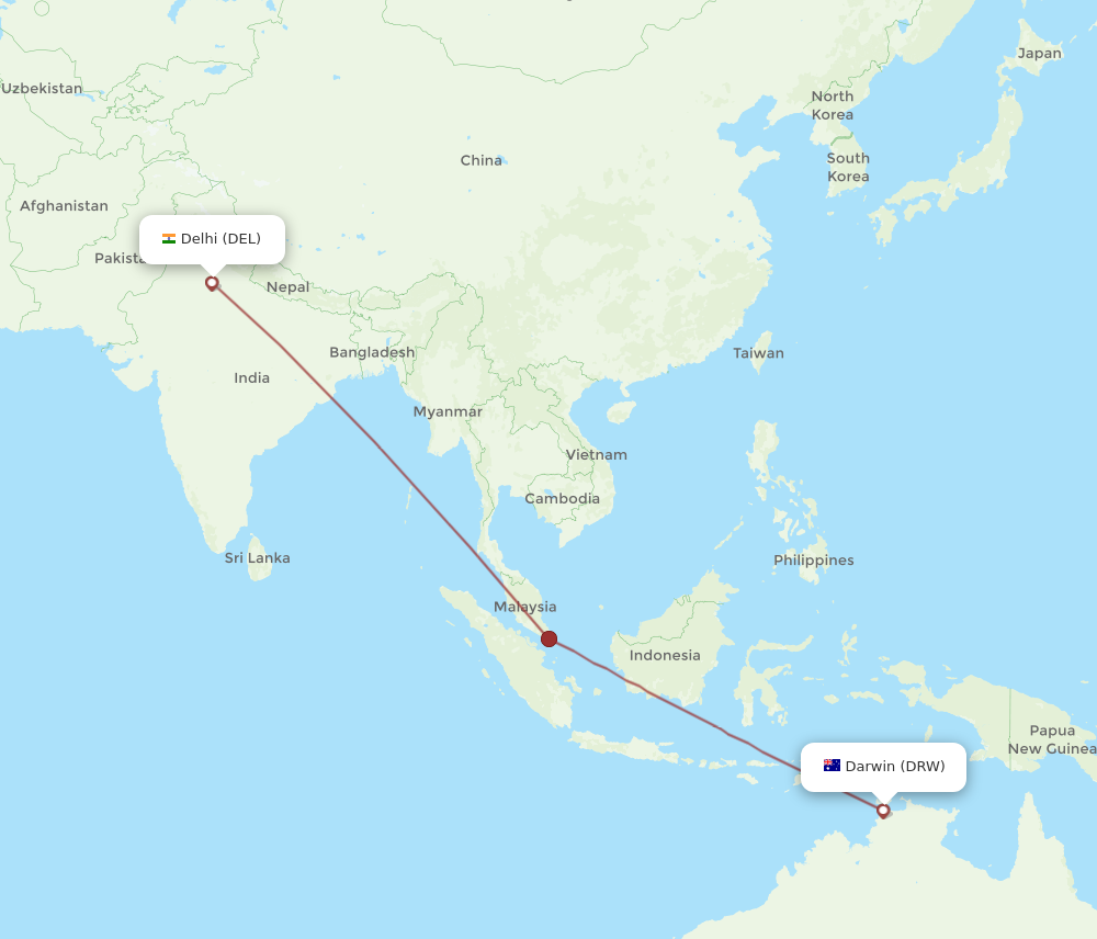 DEL to DRW flights and routes map