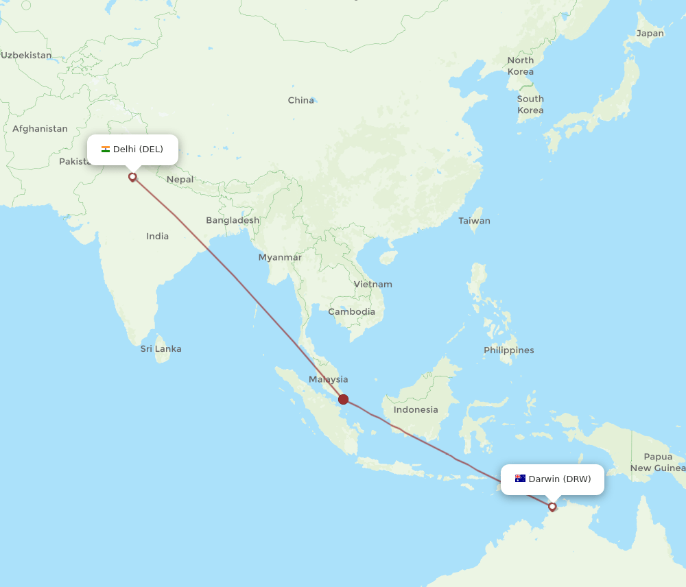 DEL-DRW flight routes