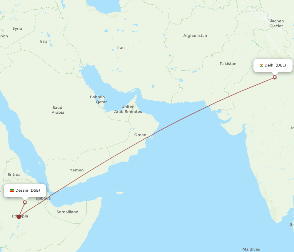 DEL-DSE flight routes