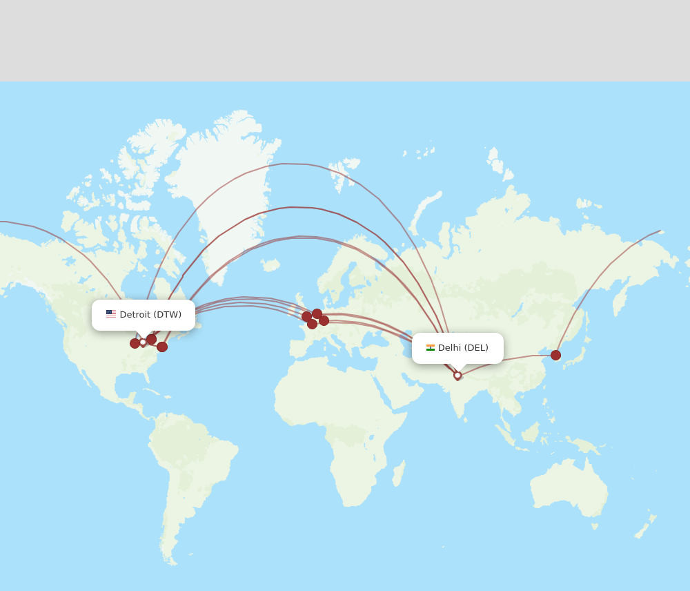 DEL-DTW flight routes