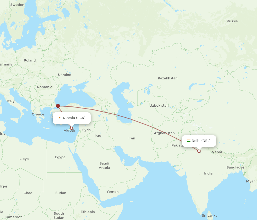 DEL-ECN flight routes