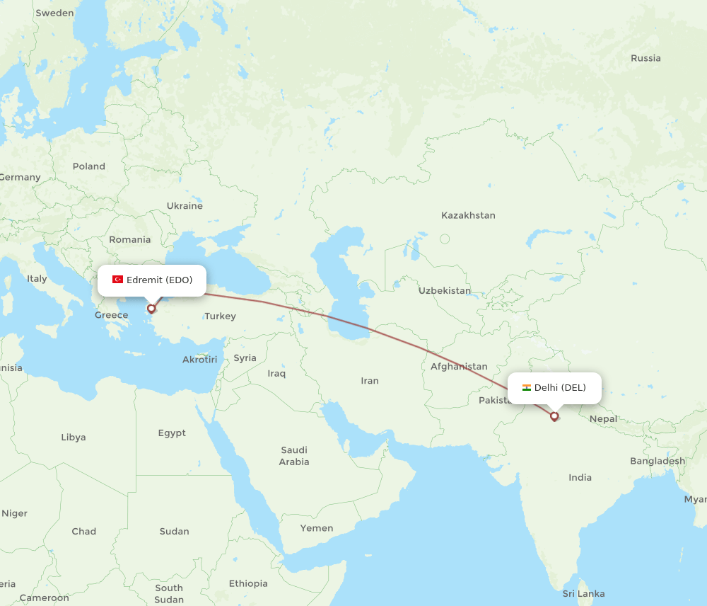 DEL-EDO flight routes