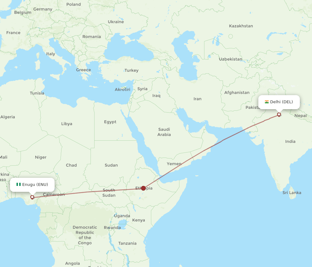 DEL-ENU flight routes