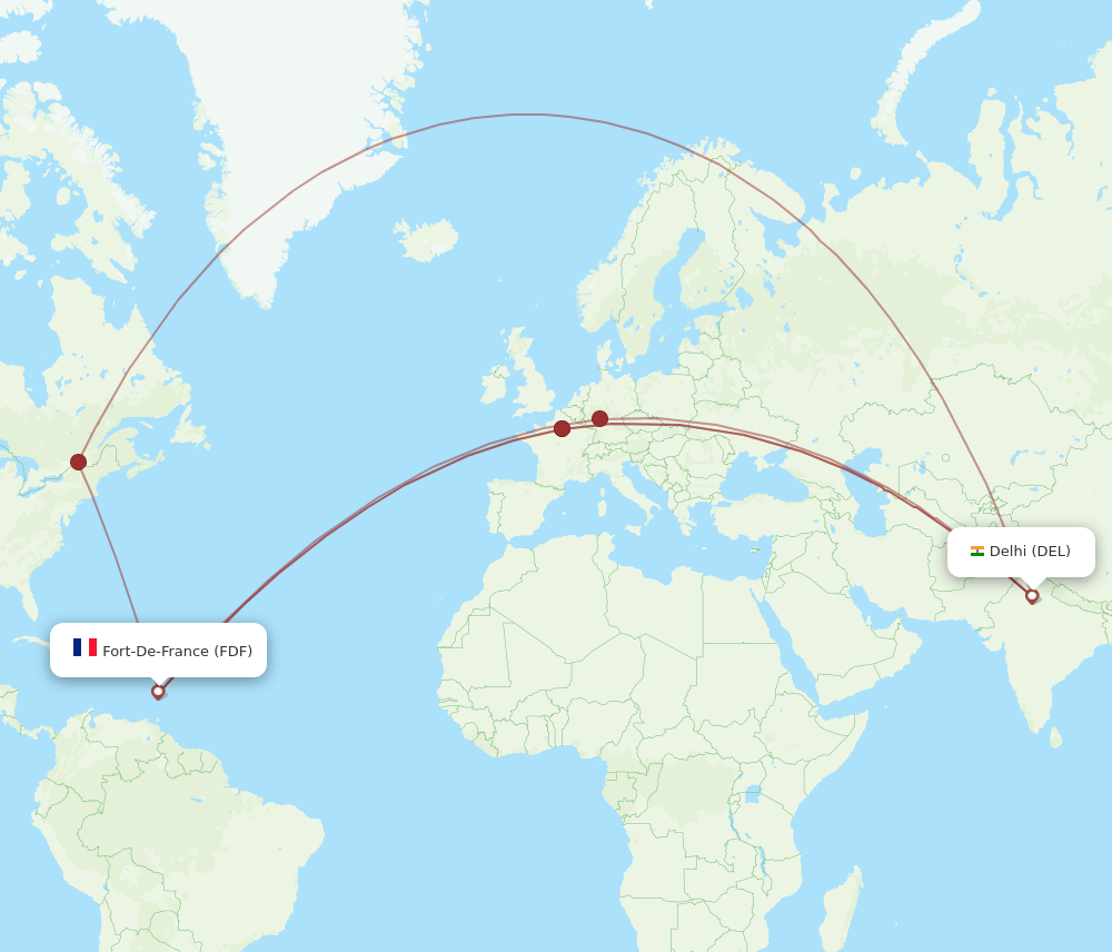 DEL-FDF flight routes
