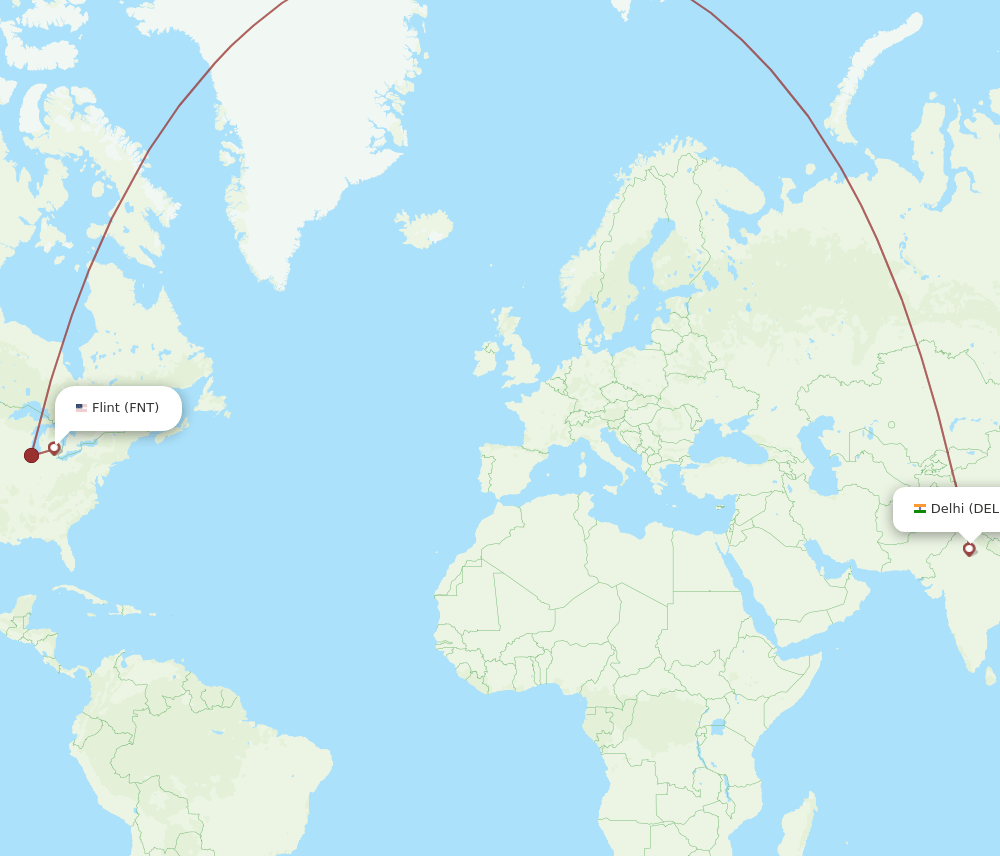 DEL-FNT flight routes