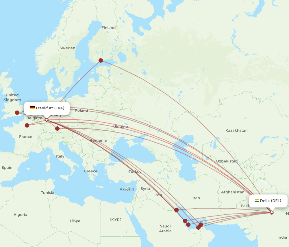 DEL-FRA flight routes