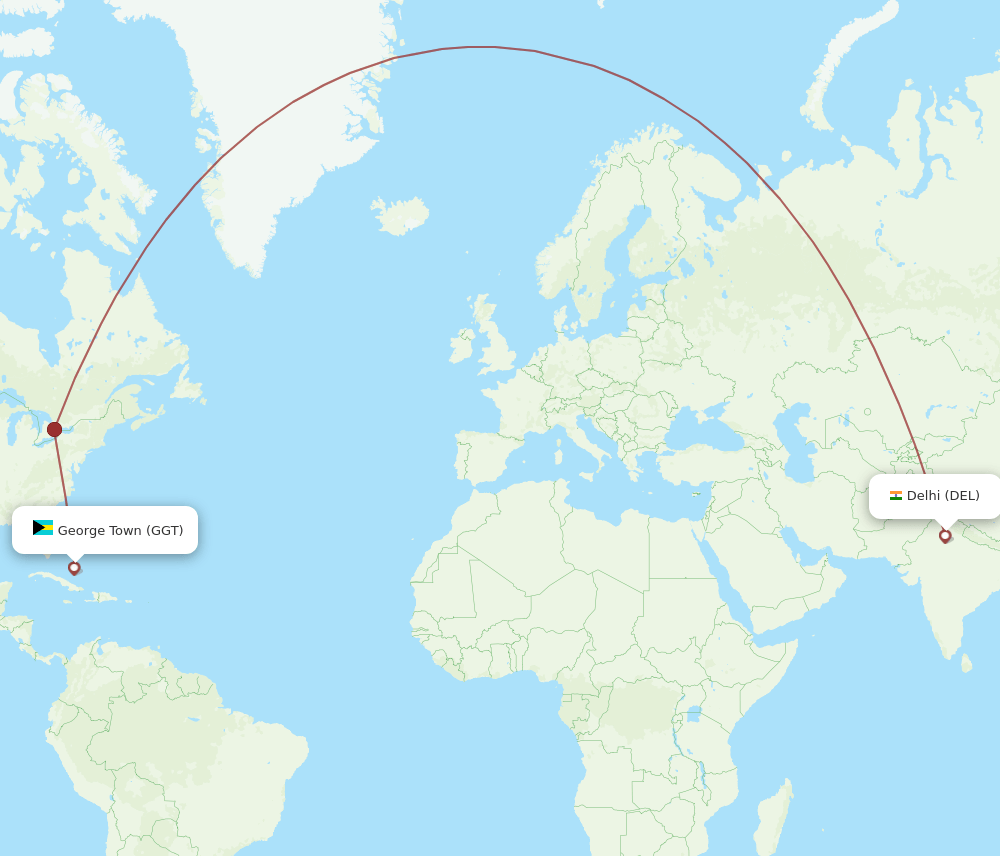 DEL-GGT flight routes