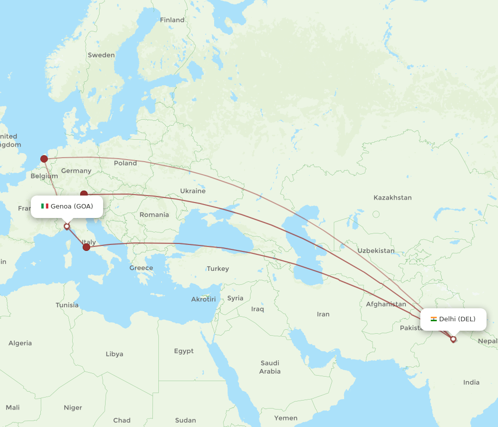 DEL-GOA flight routes
