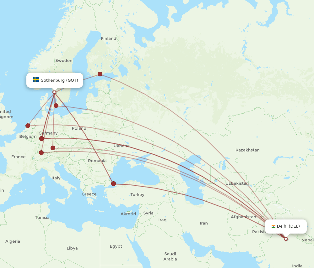 DEL-GOT flight routes