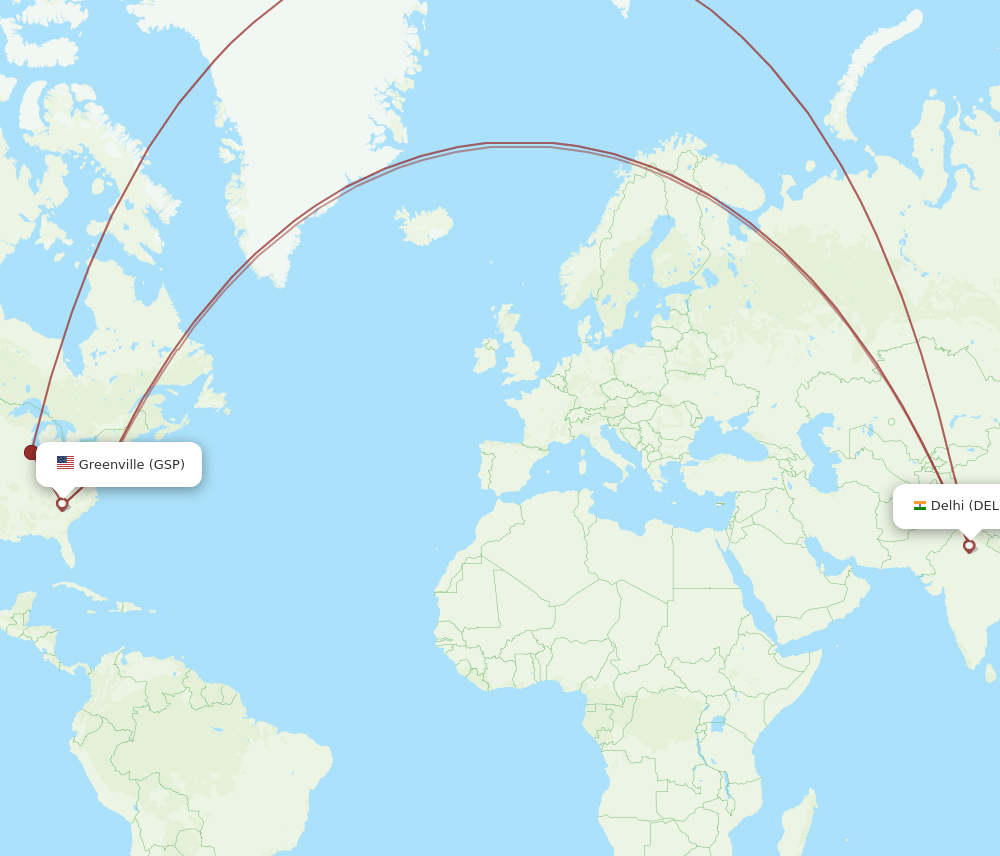 DEL-GSP flight routes