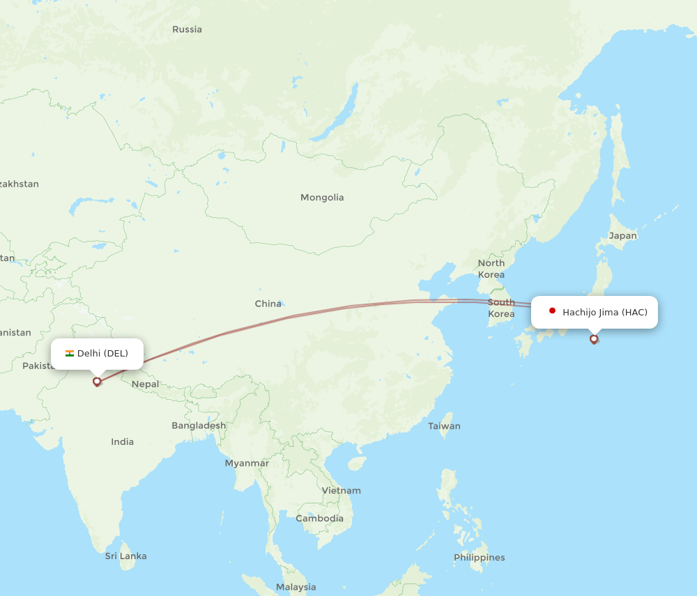 HAC to DEL flights and routes map