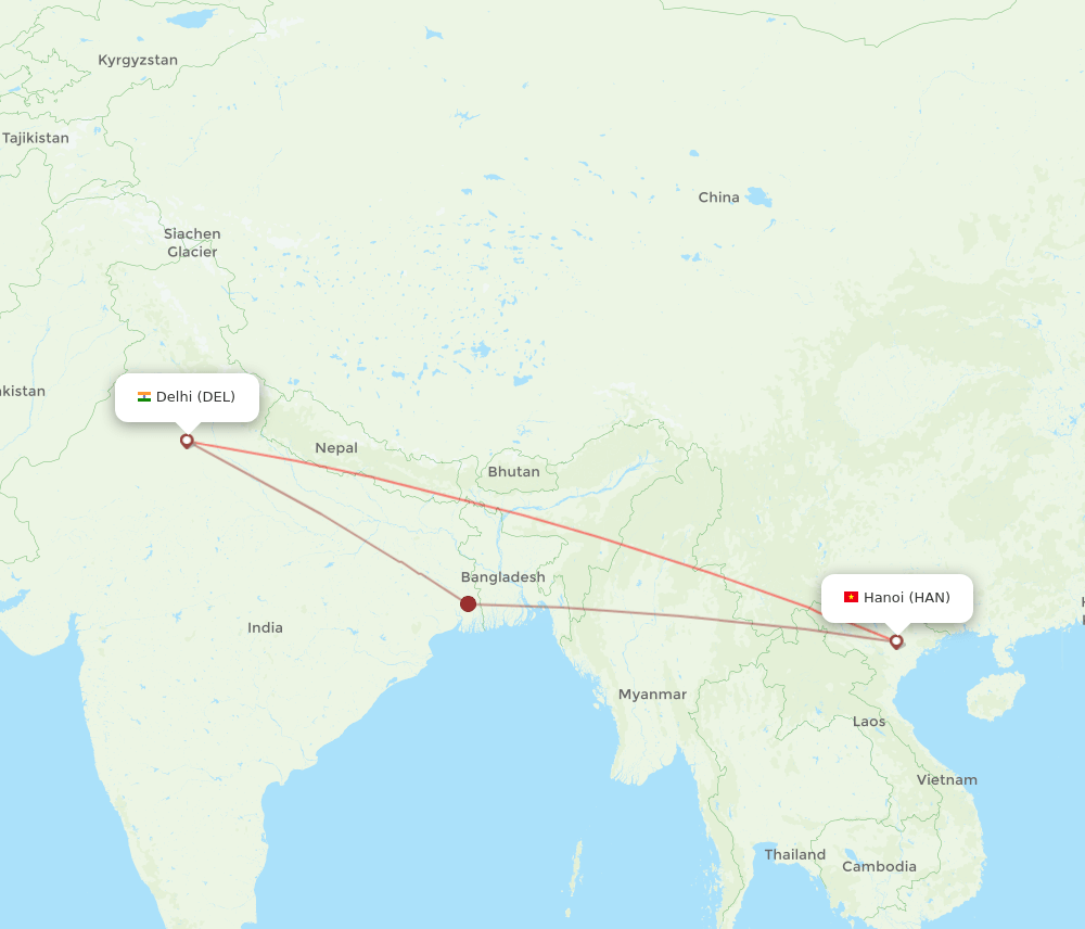 DEL-HAN flight routes