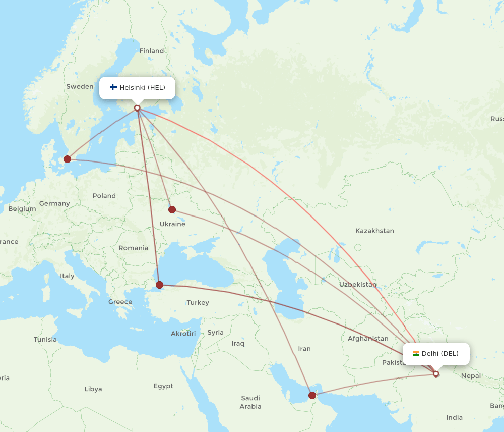 DEL-HEL flight routes