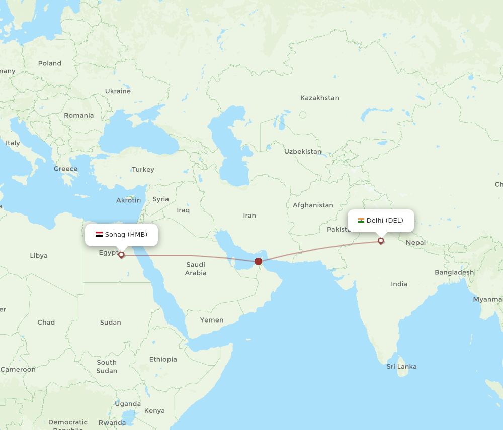 DEL-HMB flight routes