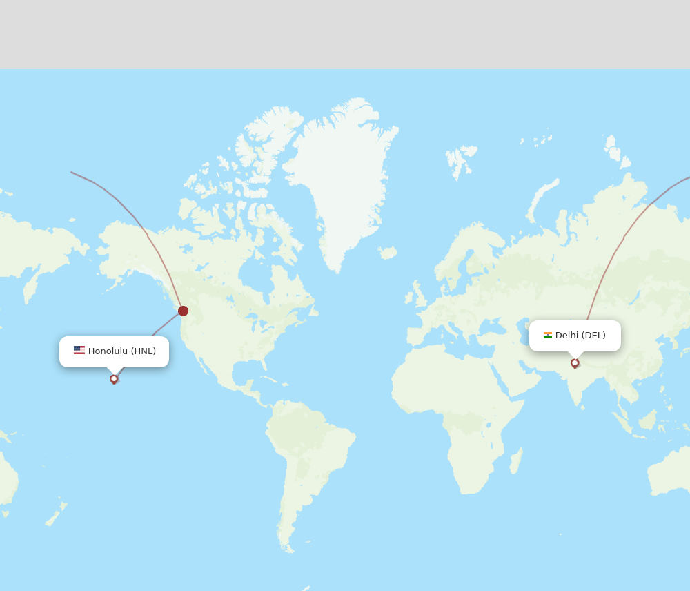 DEL-HNL flight routes