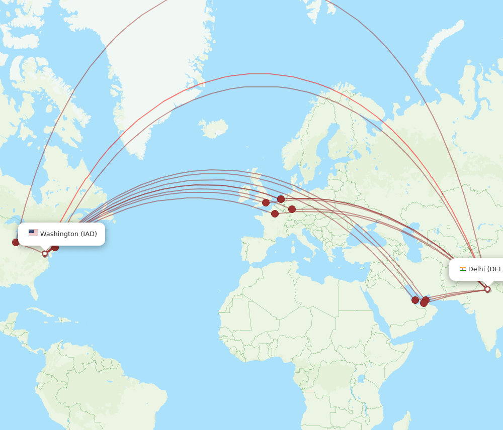 DEL-IAD flight routes