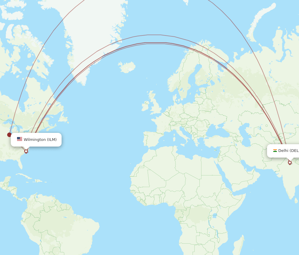 DEL-ILM flight routes