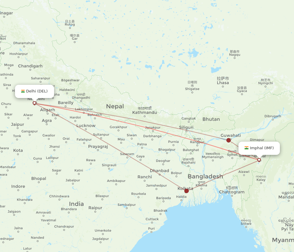 DEL-IMF flight routes