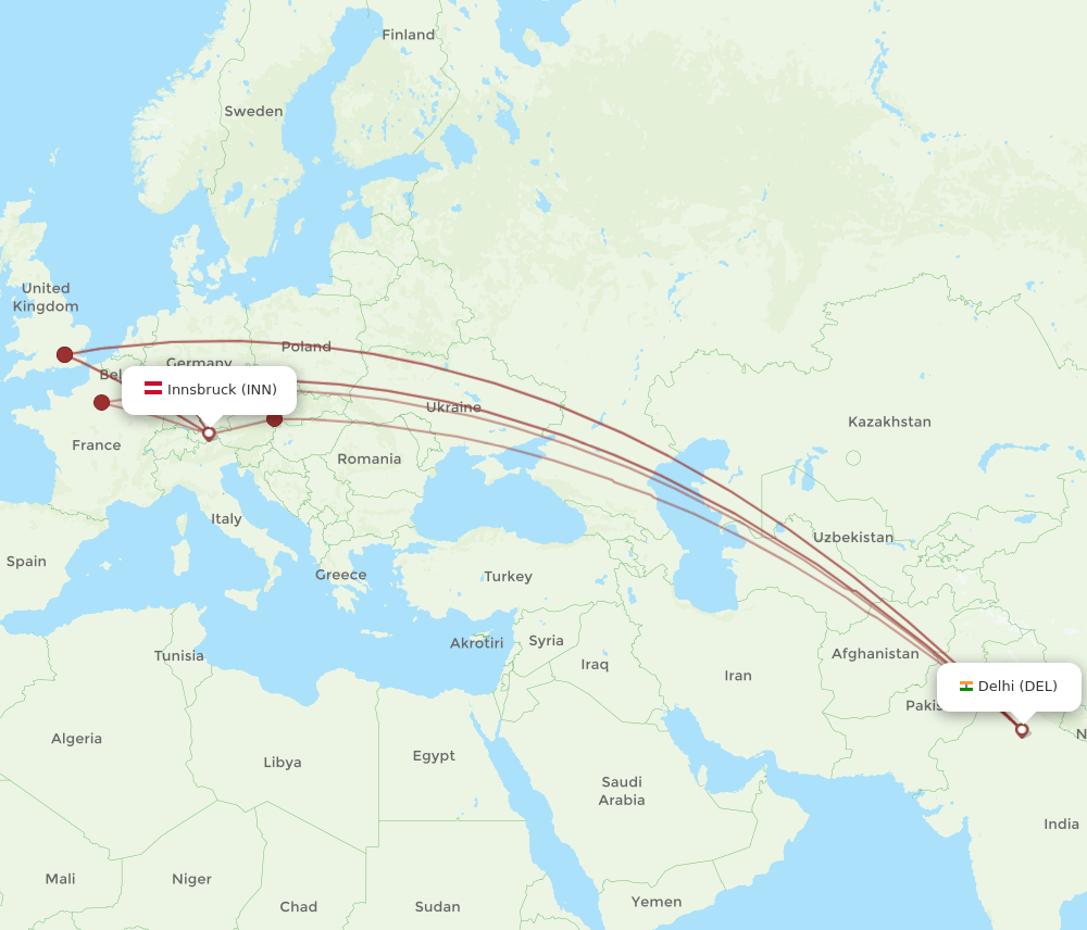 DEL-INN flight routes