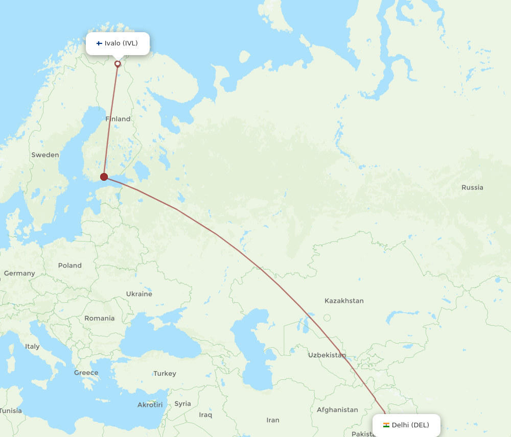 DEL-IVL flight routes