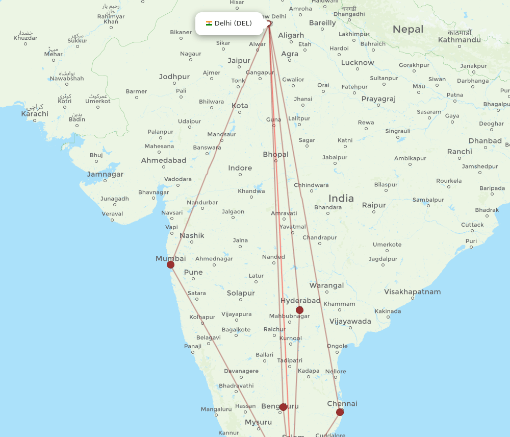 DEL-IXM flight routes