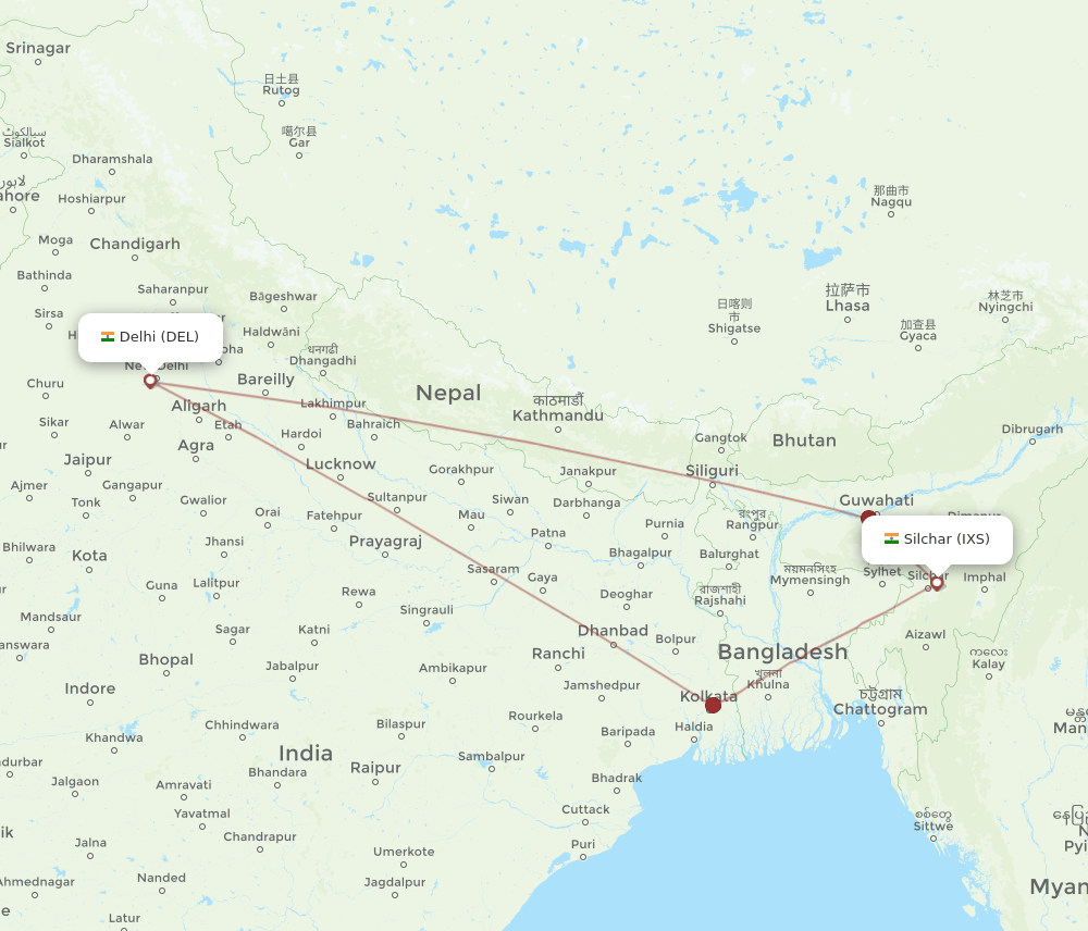 DEL-IXS flight routes